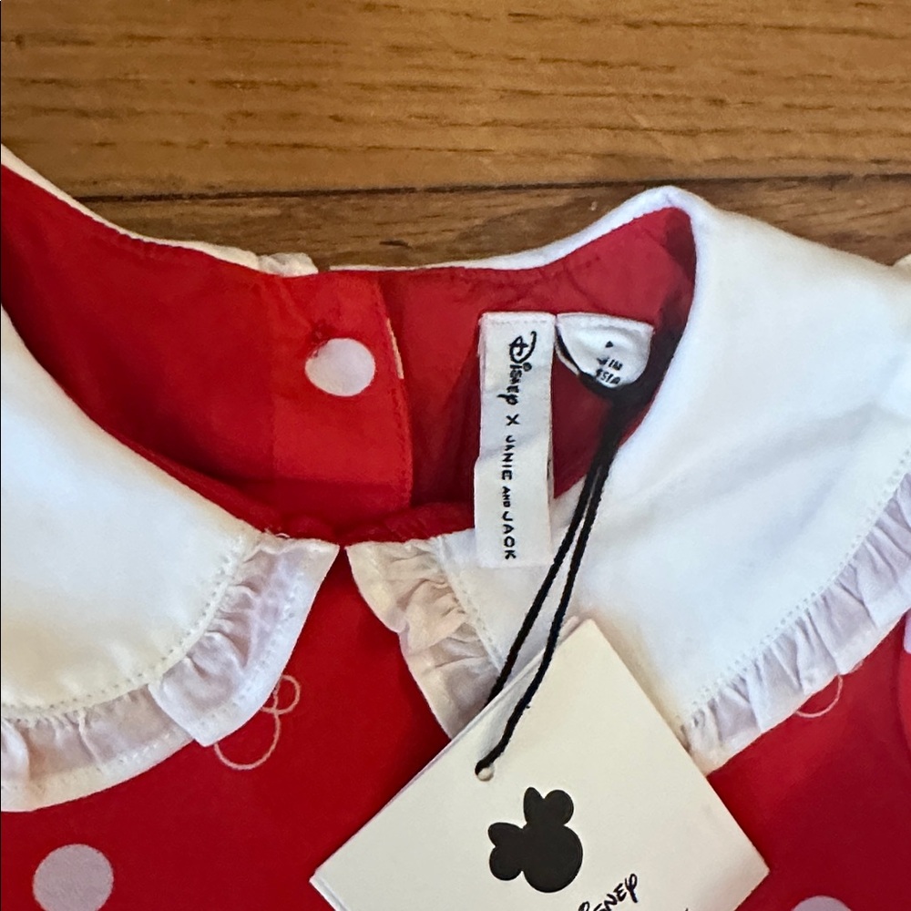 Janie and Jack Red Polka Dot Minnie Mouse Dress with White Collar - Picture 3 of 6